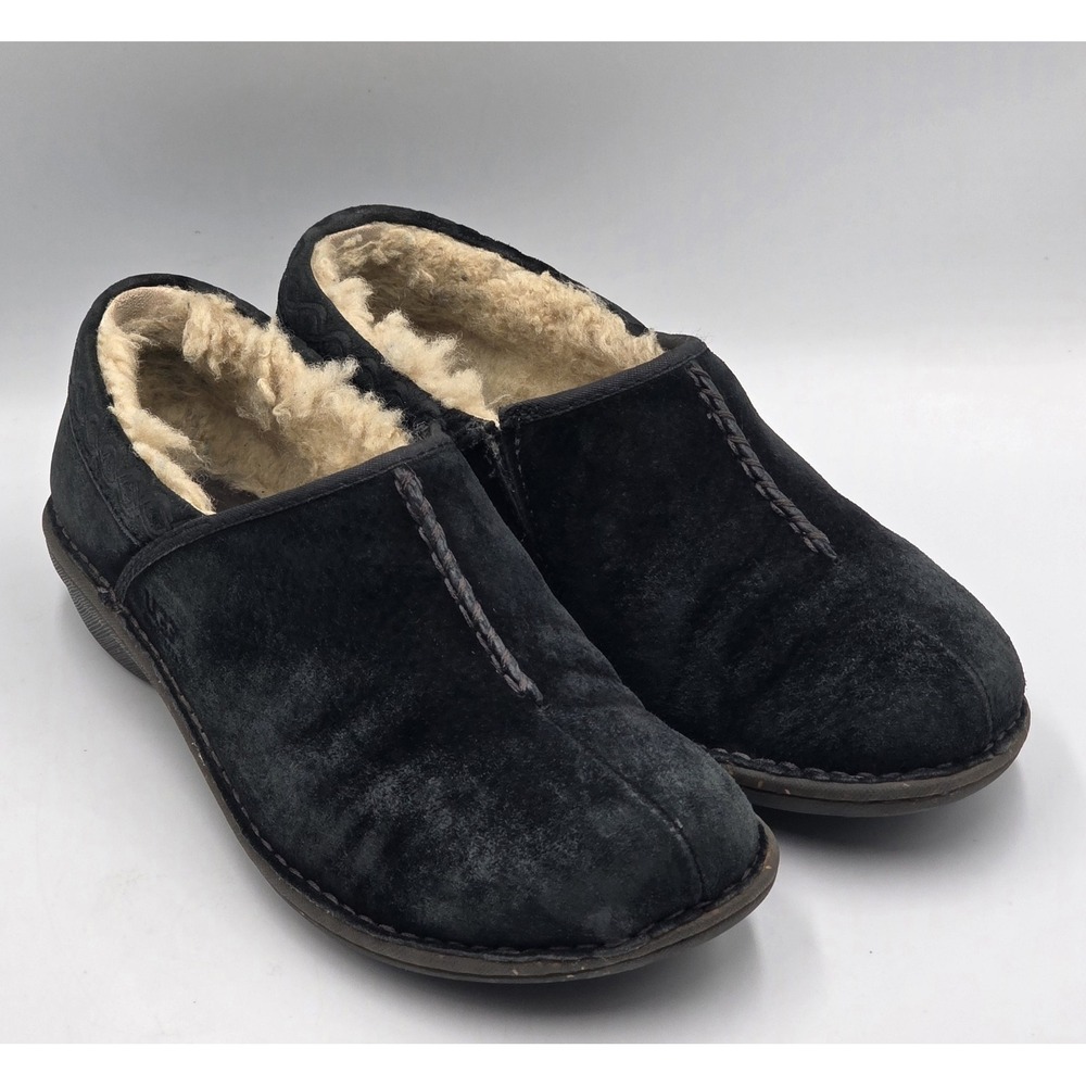UGG Bettey 1757 Women's Black Suede Shearling Lined Clog Mule Size 8